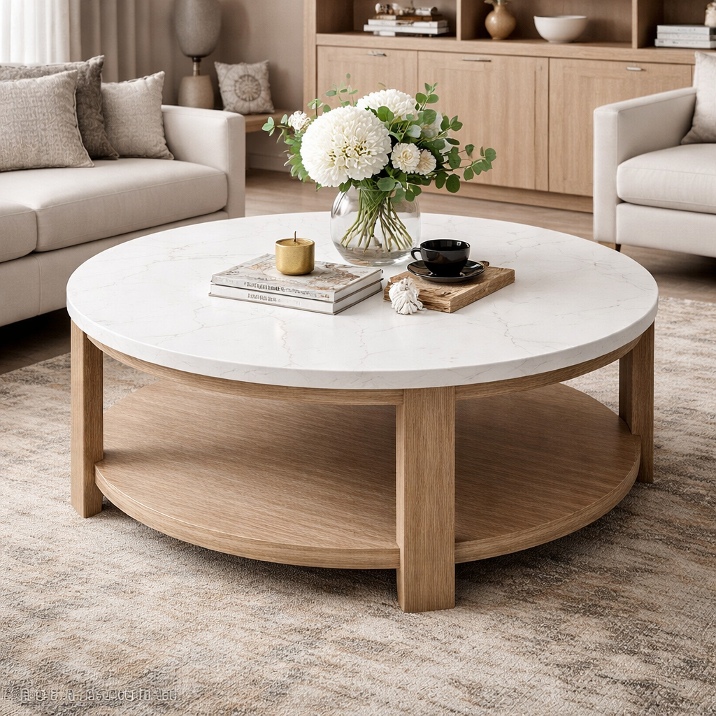 round coffee table bellissimo solid surface